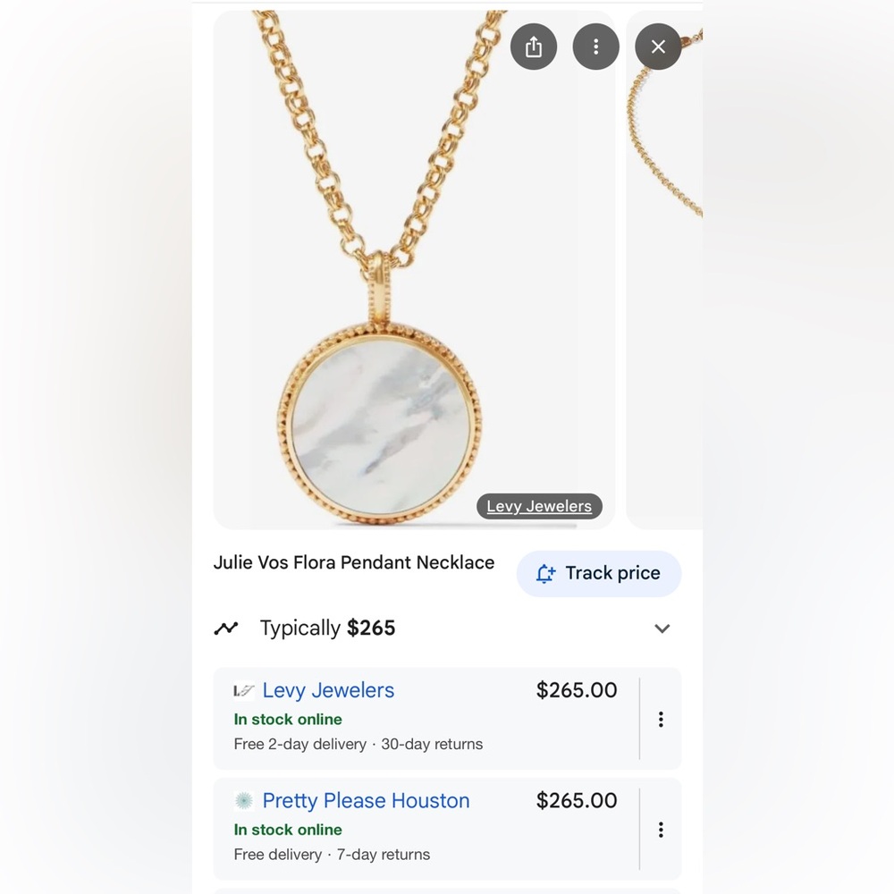 Julie Vos Gold Pendant Necklace with Mother-of-Pearl Disc